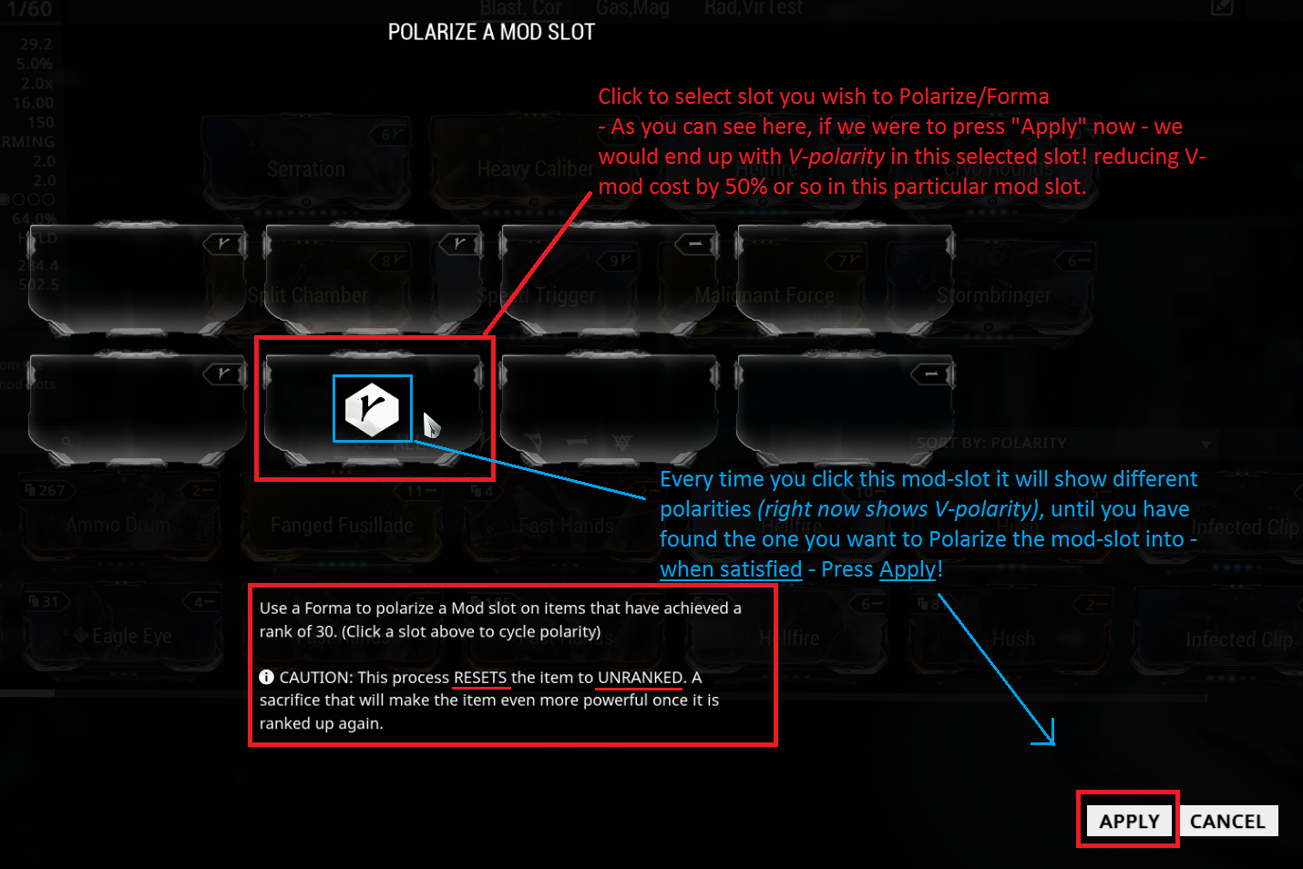 Polarization specific mod slot